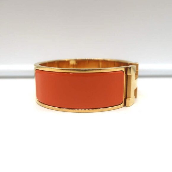 Hermes Clic Clac H PM Bracelet Orange Enamel & Gold - Picture 4 of 8